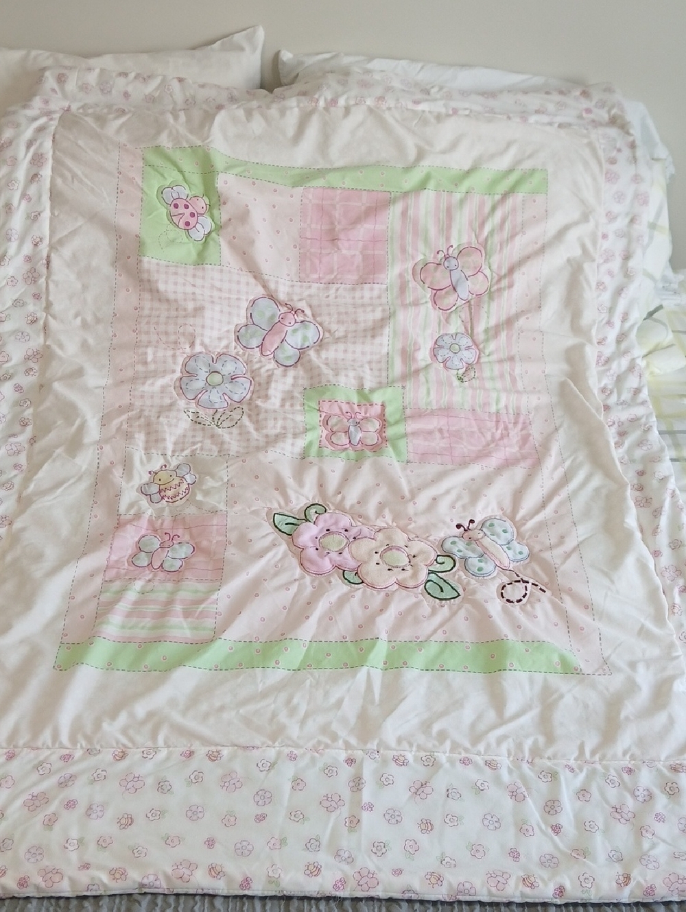 💕Floral Butterfly Quilt Pattern Comforter Toddler Bed Crib